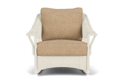 Lloyd Flanders Nantucket Lounge Rocker in Ivory with Hayden Sand fabric