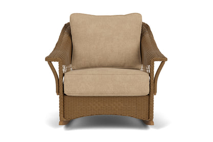 Lloyd Flanders Nantucket Lounge Rocker in Hickory with Hayden Sand fabric