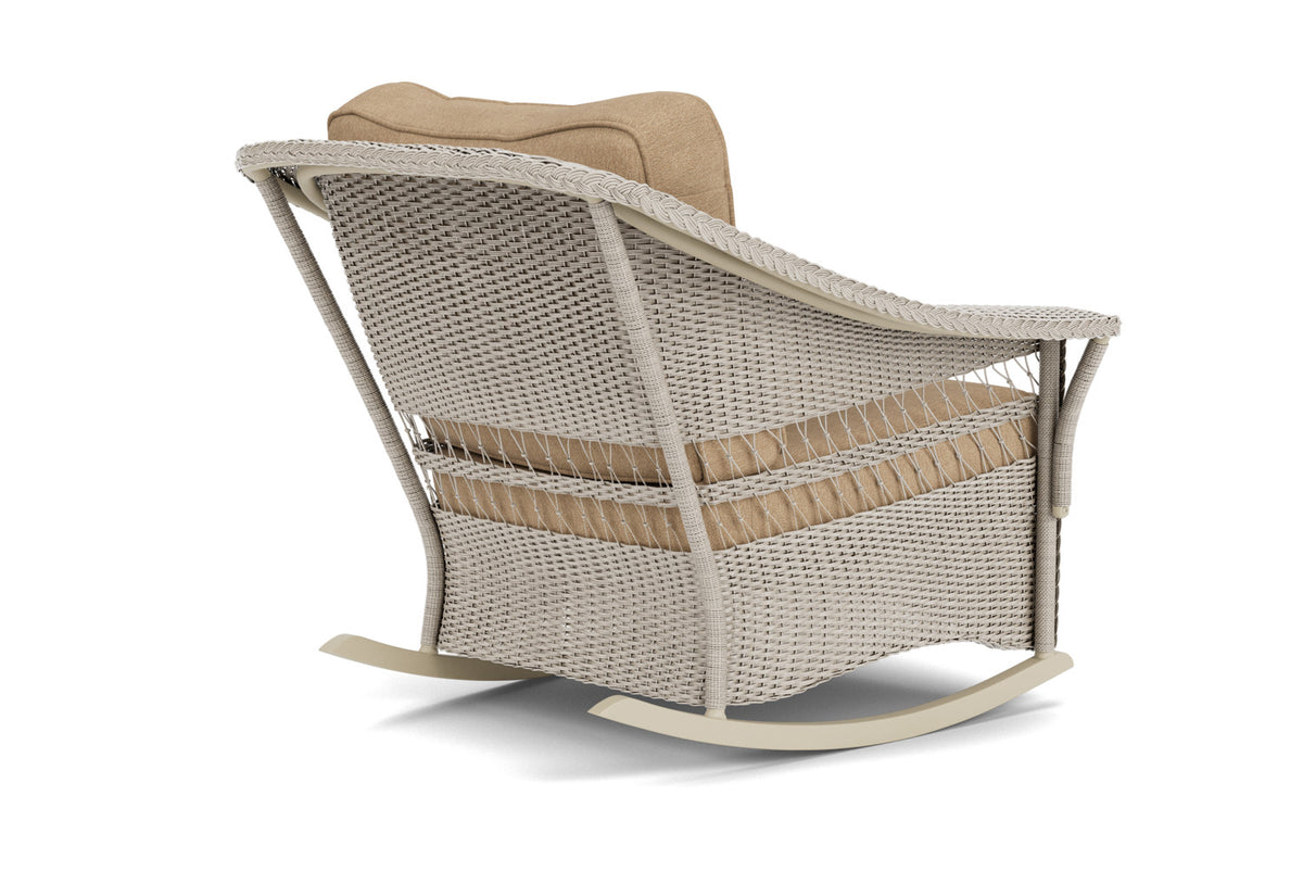 Lloyd Flanders Nantucket Lounge Rocker in Linen with Hayden Sand fabric, view 6