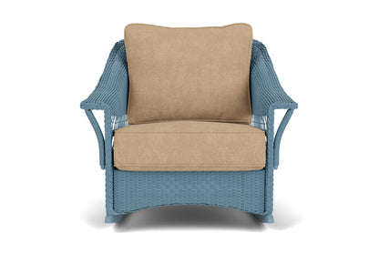 Lloyd Flanders Nantucket Lounge Rocker in Stillwater with Hayden Sand fabric