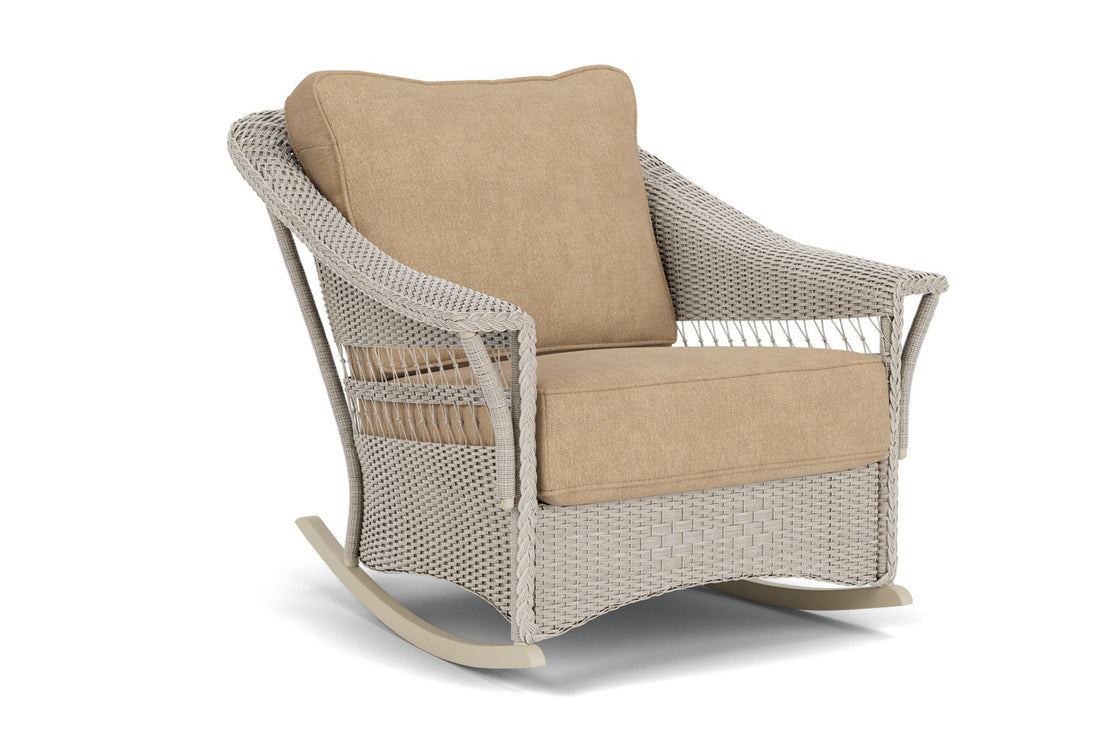 Lloyd Flanders Nantucket Lounge Rocker in Linen with Hayden Sand fabric, view 2