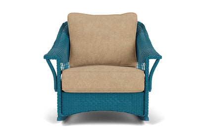 Lloyd Flanders Nantucket Lounge Rocker in Peacock with Hayden Sand fabric