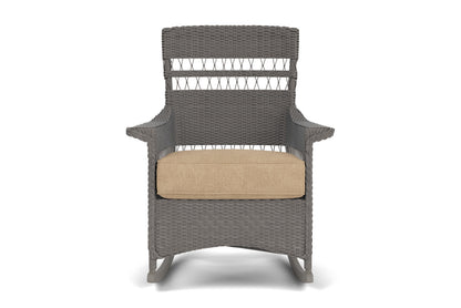 Lloyd Flanders Nantucket Porch Rocker in Pewter with Hayden Sand fabric