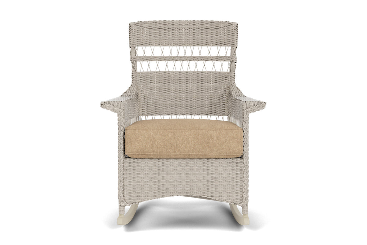 Lloyd Flanders Nantucket Porch Rocker in Linen with Hayden Sand fabric