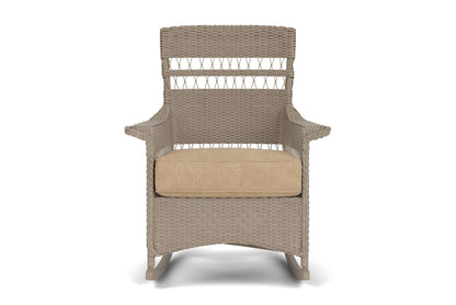 Lloyd Flanders Nantucket Porch Rocker in French Beige with Hayden Sand fabric