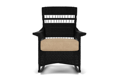 Lloyd Flanders Nantucket Porch Rocker in Ebony with Hayden Sand fabric