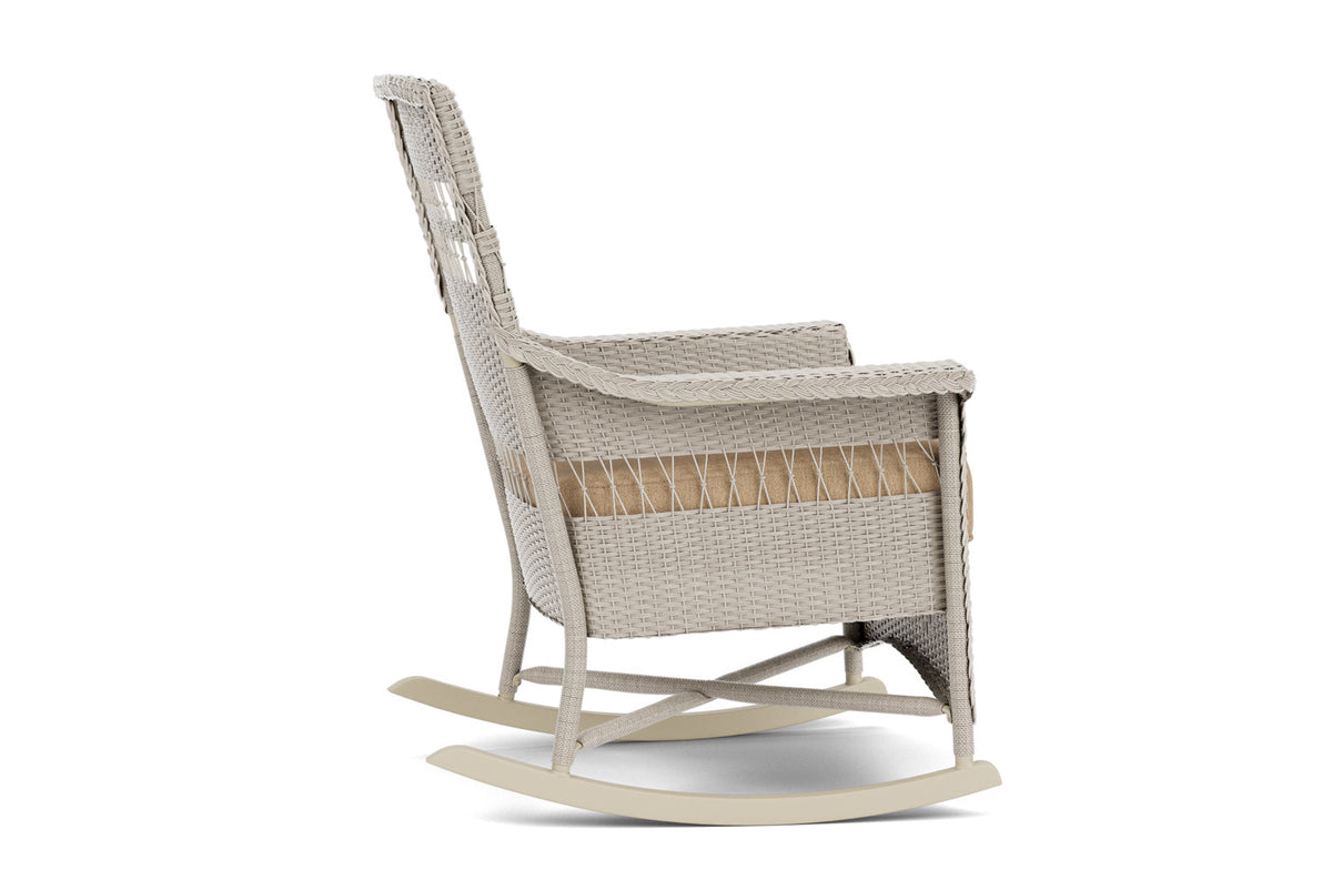 Lloyd Flanders Nantucket Porch Rocker in Linen with Hayden Sand fabric, view 5