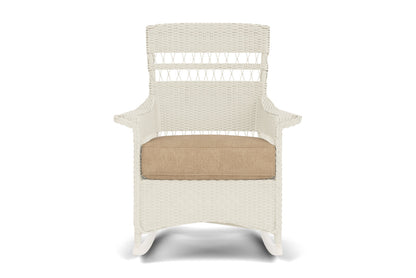 Lloyd Flanders Nantucket Porch Rocker in Ivory with Hayden Sand fabric