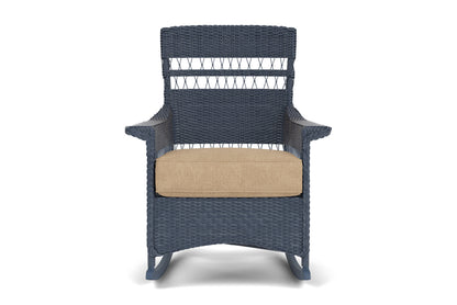 Lloyd Flanders Nantucket Porch Rocker in Denim Blue with Hayden Sand fabric