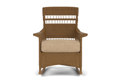 Lloyd Flanders Nantucket Porch Rocker in Hickory with Hayden Sand fabric