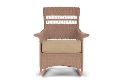 Lloyd Flanders Nantucket Porch Rocker in Rosewood with Hayden Sand fabric