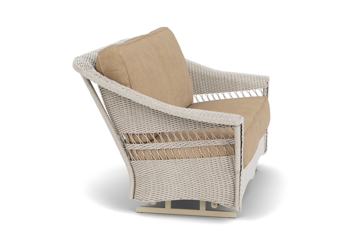 Lloyd Flanders Nantucket Loveseat Glider in Linen with Hayden Sand fabric, view 4
