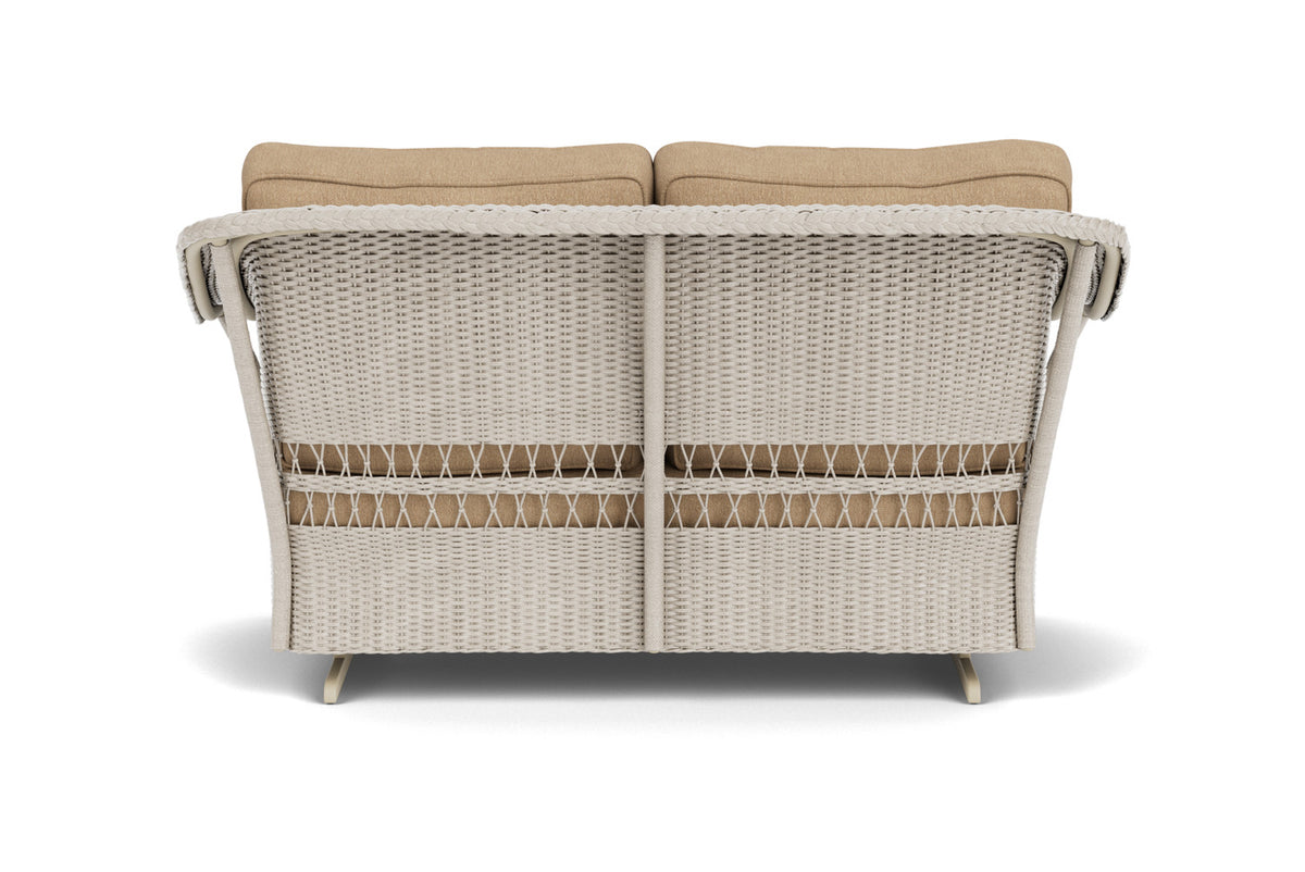 Lloyd Flanders Nantucket Loveseat Glider in Linen with Hayden Sand fabric, view 7
