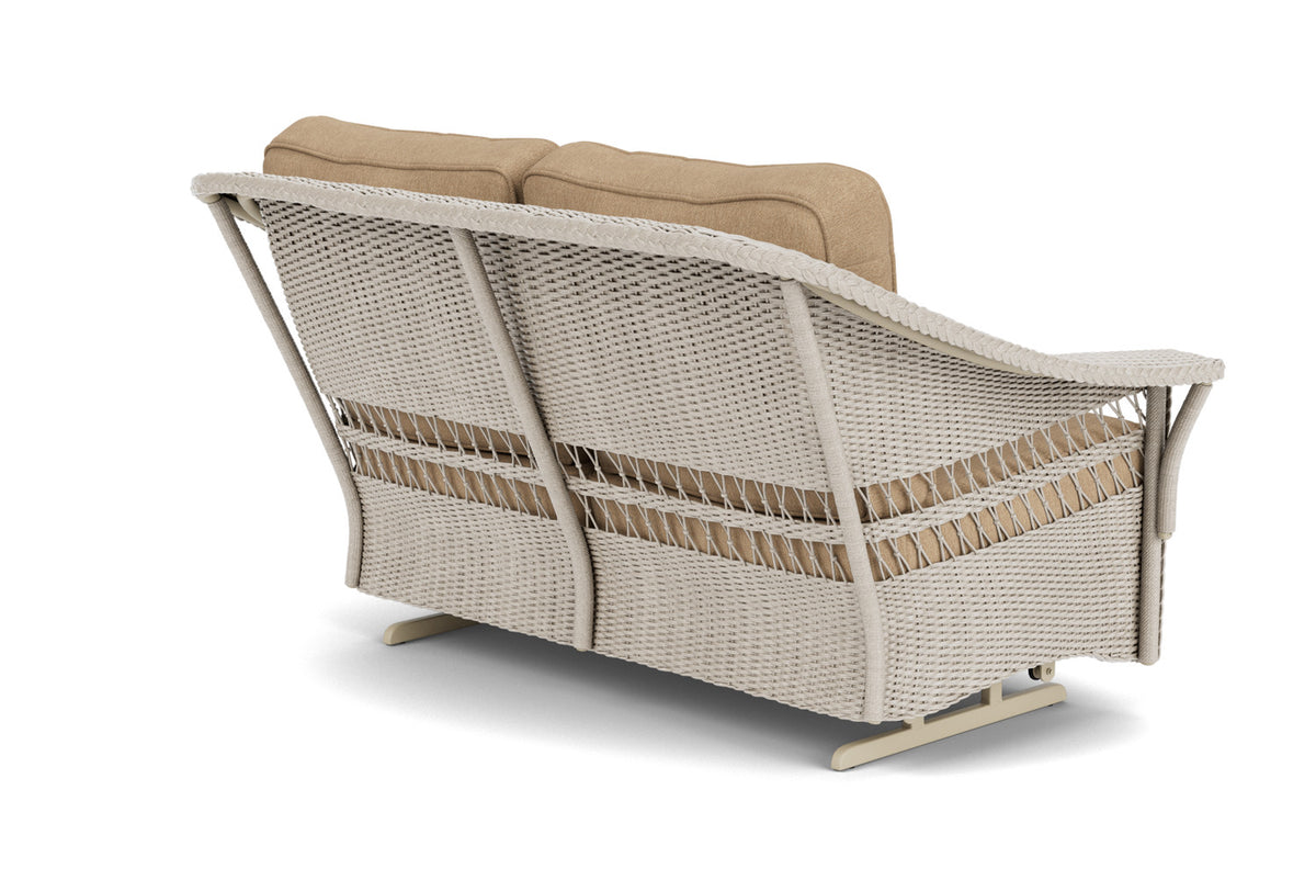 Lloyd Flanders Nantucket Loveseat Glider in Linen with Hayden Sand fabric, view 6