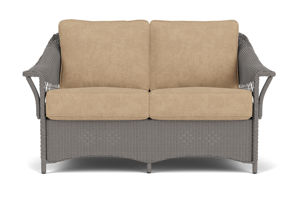 Lloyd Flanders Nantucket Loveseat in Pewter with Hayden Sand fabric