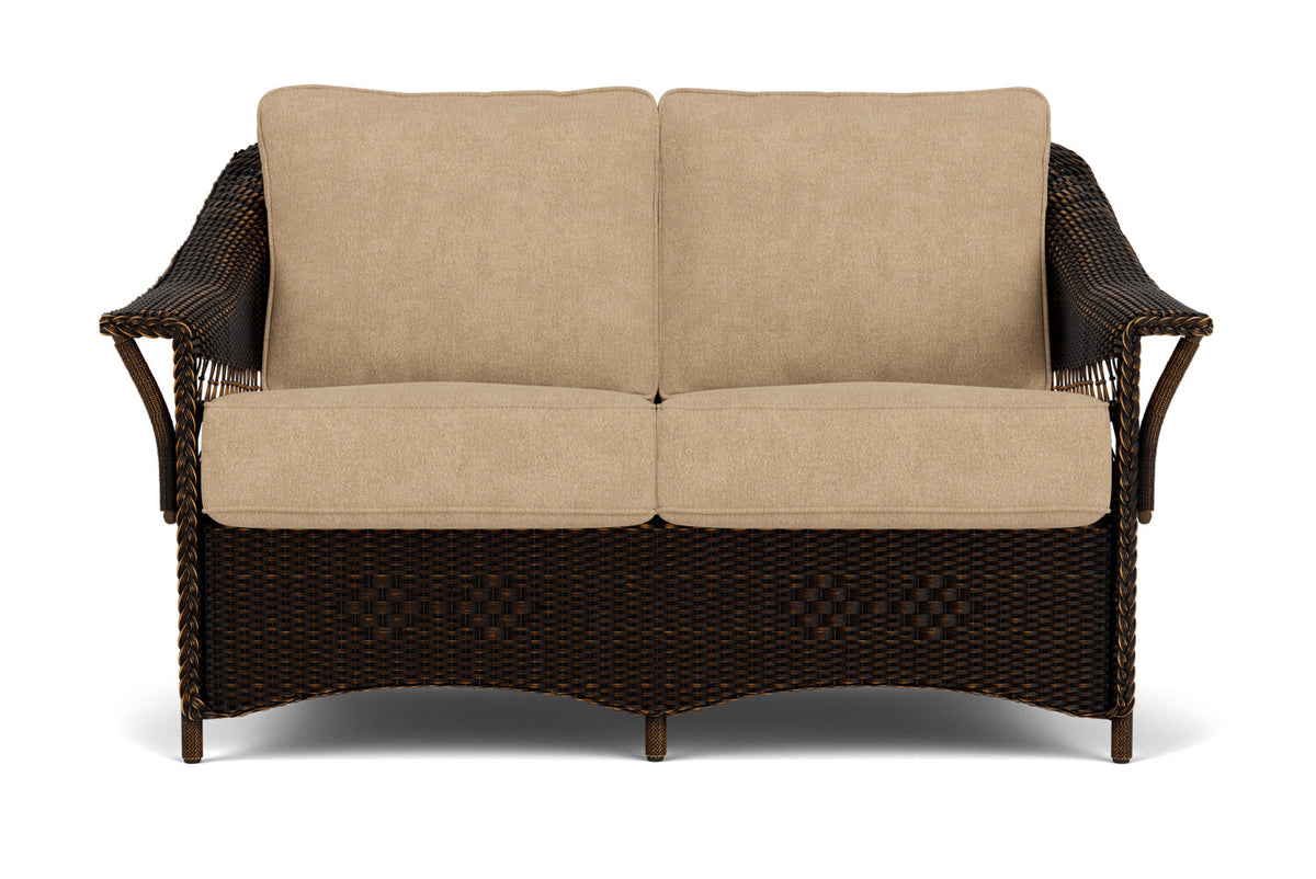Lloyd Flanders Nantucket Conversation Set in Mink with Hayden Sand fabric