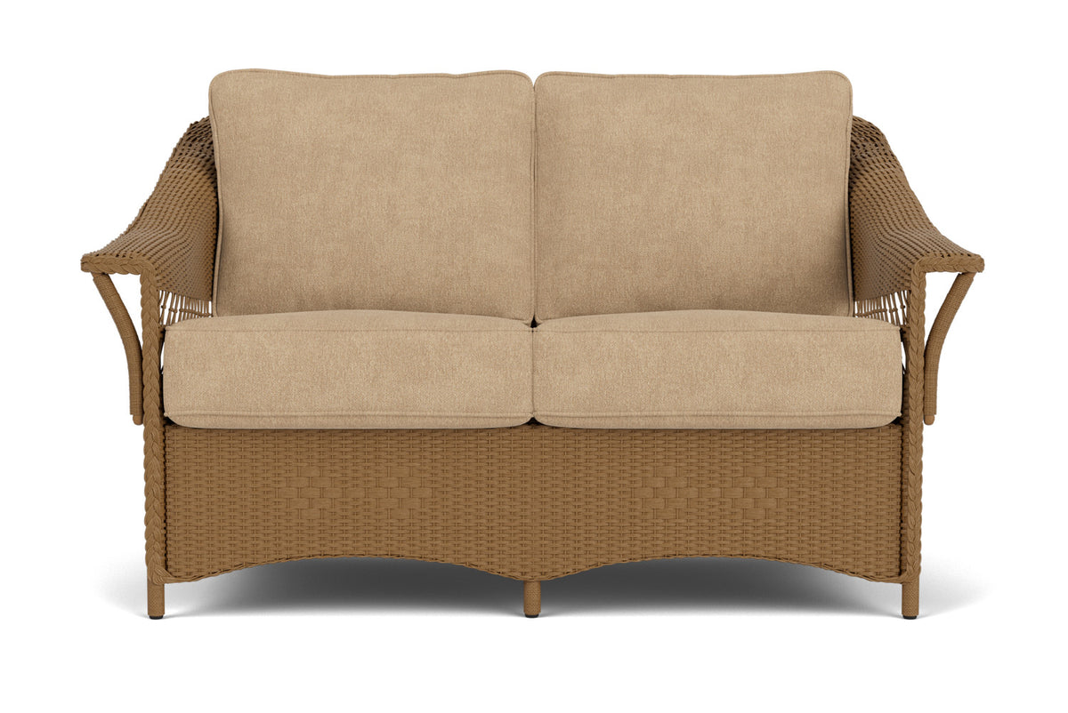Lloyd Flanders Nantucket Loveseat in Hickory with Hayden Sand fabric