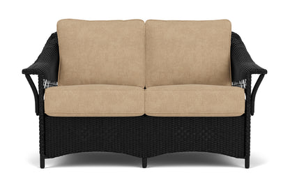 Lloyd Flanders Nantucket Loveseat in Ebony with Hayden Sand fabric