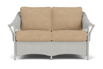 Lloyd Flanders Nantucket Conversation Set in Platinum with Hayden Sand fabric