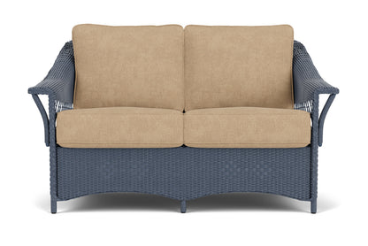 Lloyd Flanders Nantucket Conversation Set in Denim Blue with Hayden Sand fabric