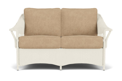 Lloyd Flanders Nantucket Conversation Set in Ivory with Hayden Sand fabric