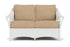 Lloyd Flanders Nantucket Loveseat in Matte White with Hayden Sand fabric