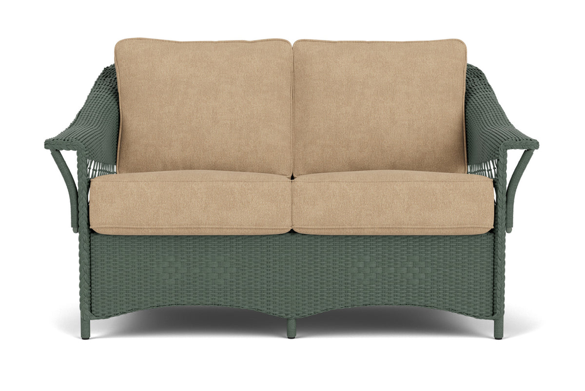 Lloyd Flanders Nantucket Conversation Set in Spruce with Hayden Sand fabric