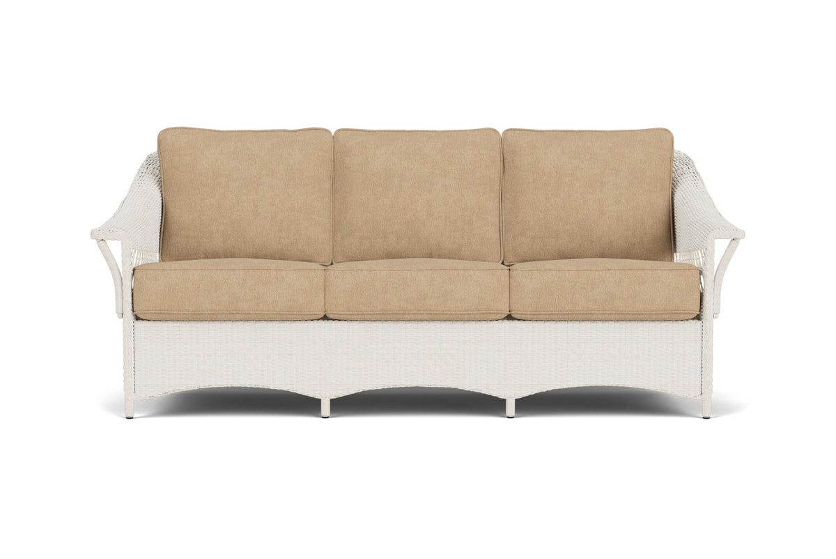 Lloyd Flanders Nantucket Sofa in Antique White with Hayden Sand fabric