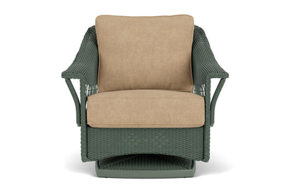 Lloyd Flanders Nantucket Swivel Glider Lounge Chair in Spruce with Hayden Sand fabric