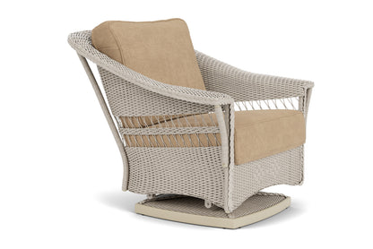 Lloyd Flanders Nantucket Swivel Glider Lounge Chair in Linen with Hayden Sand fabric, view 3