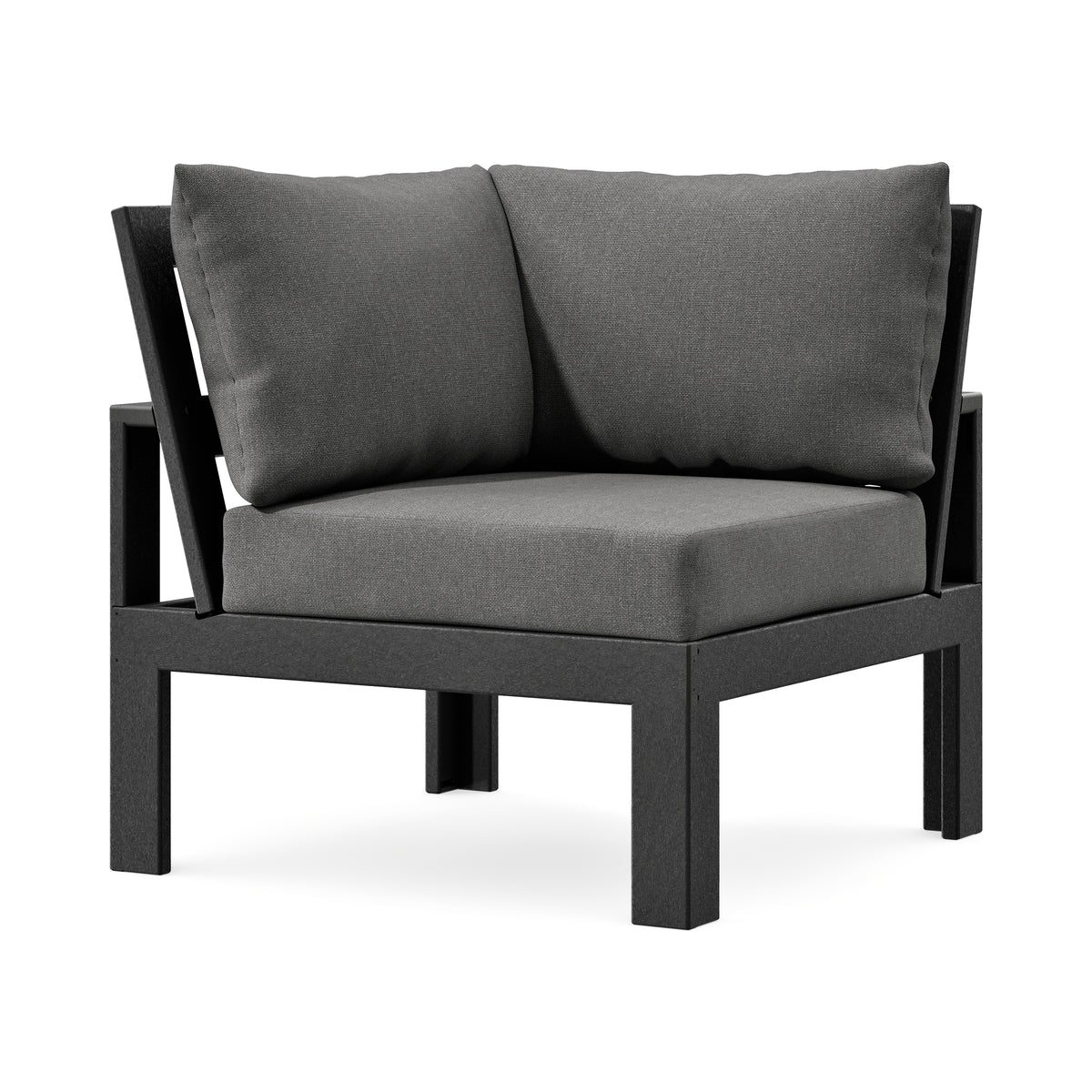 POLYWOOD Modular Corner Chair in Black / Ash Charcoal