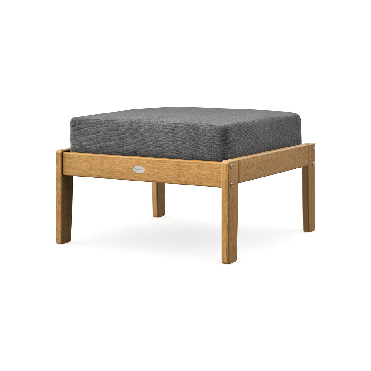 POLYWOOD Braxton Deep Seating Ottoman in Natural / Ash Charcoal