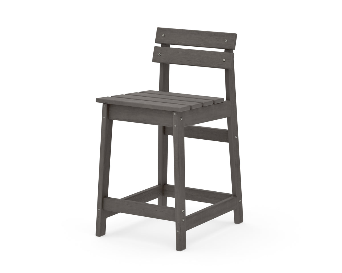 POLYWOOD Modern Studio Plaza Lowback Counter Chair in Driftwood