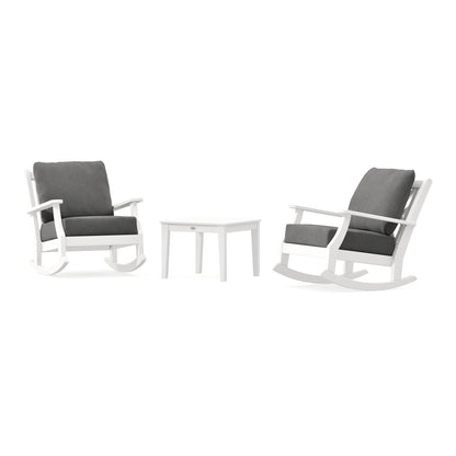 POLYWOOD Country Living Wovendale 3-Piece Deep Seating Rocker Set in Vintage White