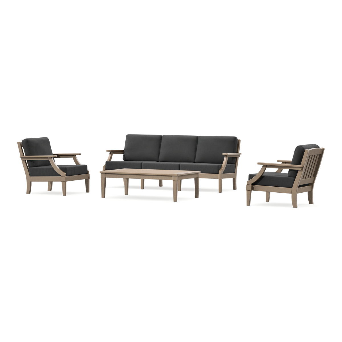 POLYWOOD PW Designer Series Estate 4-Piece Lounge Sofa Set in Vintage Sahara / Spectrum Carbon