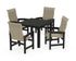 POLYWOOD Coastal Woven High-Back 5-Piece Parsons Dining Set in Black / Dune Grass