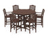POLYWOOD Savannah 7-Piece Arm Chair Round Farmhouse Bar Set in Mahogany