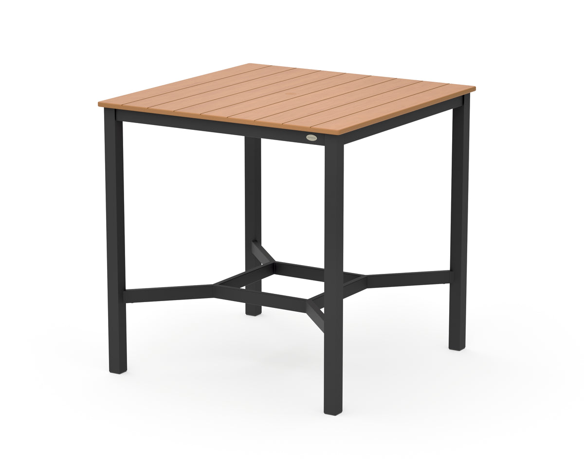 POLYWOOD Main Street 42 x 42 Bar Table in Black / Natural