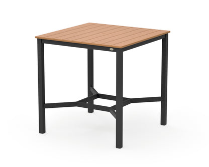POLYWOOD Main Street 42 x 42 Bar Table in Black / Natural