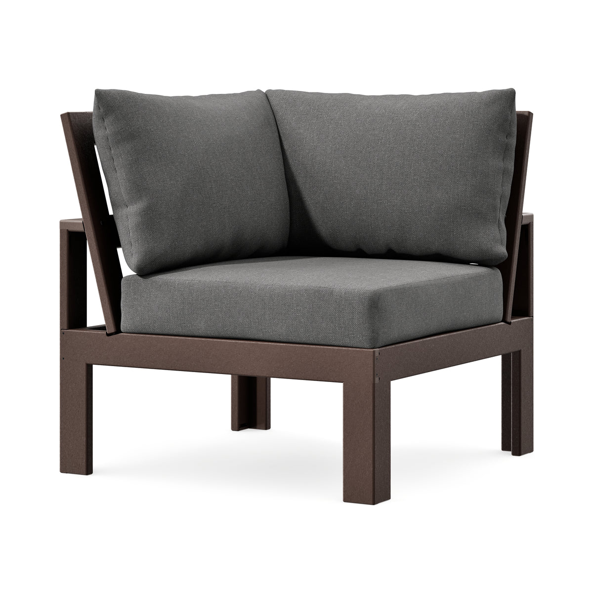 POLYWOOD Modular Corner Chair in Mahogany / Ash Charcoal