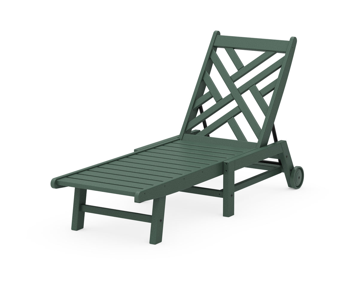 POLYWOOD Chippendale Chaise with Wheels in Green