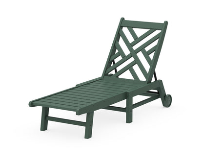 POLYWOOD Chippendale Chaise with Wheels in Green