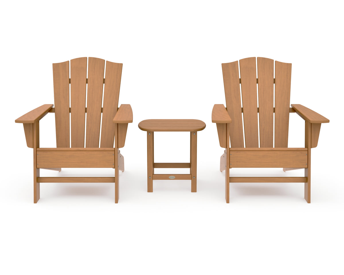 POLYWOOD Wave 3-Piece Adirondack Chair Set with The Crest Chairs in Natural