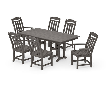 POLYWOOD Cottage 7-Piece Farmhouse Dining Set in Driftwood