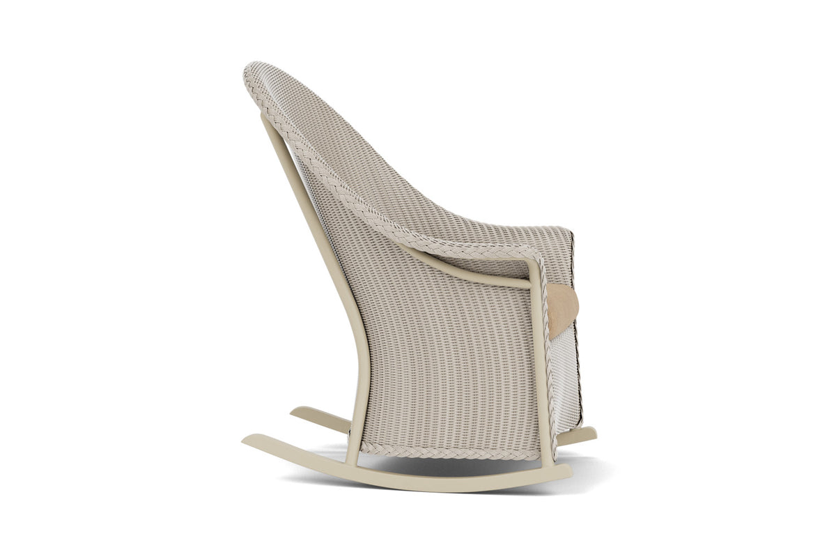 Lloyd Flanders Lloyd Loom High Back Porch Rocker – 2x2 Weave in Linen with Hayden Sand fabric, view 4