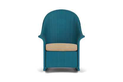 Lloyd Flanders Lloyd Loom High Back Porch Rocker – 2x2 Weave in Peacock with Hayden Sand fabric