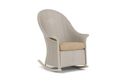 Lloyd Flanders Lloyd Loom High Back Porch Rocker – 2x2 Weave in Linen with Hayden Sand fabric, view 2