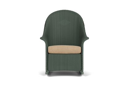 Lloyd Flanders Lloyd Loom High Back Porch Rocker – 2x2 Weave in Spruce with Hayden Sand fabric