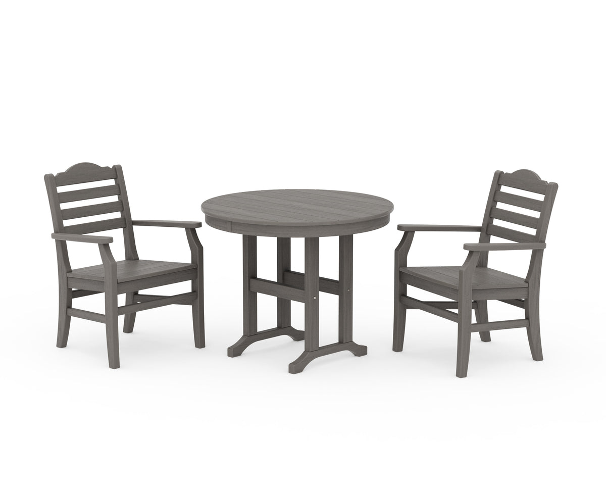 POLYWOOD Savannah 3-Piece Farmhouse Dining Set in Driftwood