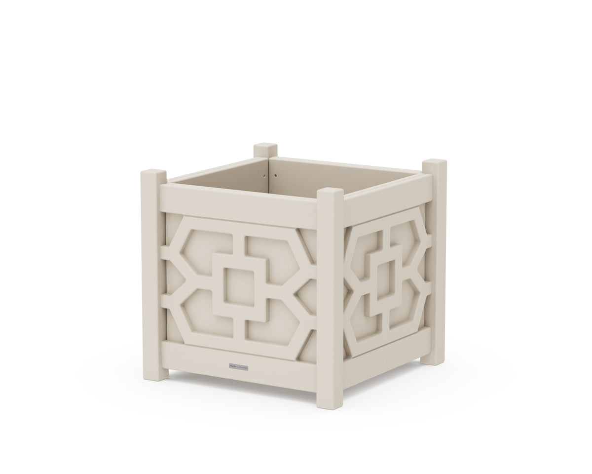 POLYWOOD Chinoiserie Large Square Planter Box in Sand